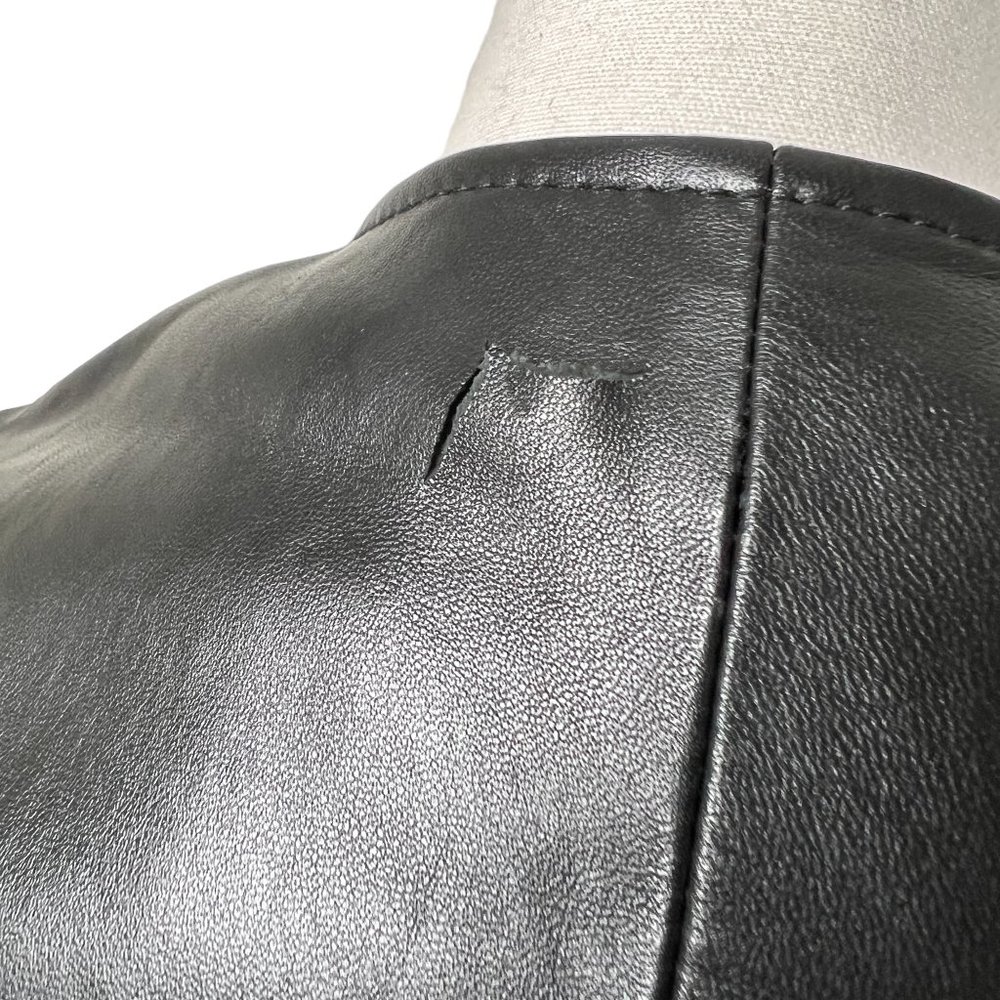 Maje Rosetola Long Sleeve Leather Wrap Dress Black Size 1 - Picture 13 of 17